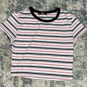 She in, size XS, pink, black, and white